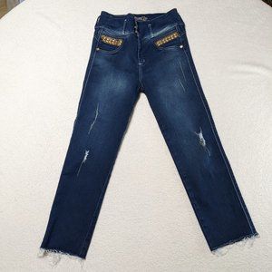 Bon BonUp Columbian Butt Lifting Dark Blue Stretch Cropped Jeans - size S/M